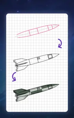 How to draw rockets by steps android App screenshot 0