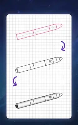 How to draw rockets by steps android App screenshot 1