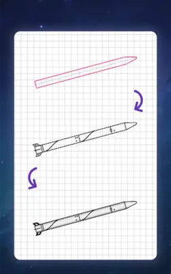 How to draw rockets by steps android App screenshot 2