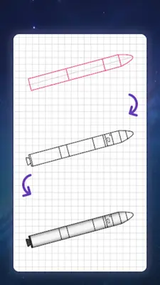 How to draw rockets by steps android App screenshot 6