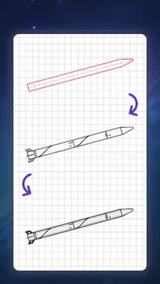 How to draw rockets by steps android App screenshot 7